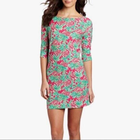 Lilly Pulitzer Spike the Punch Pineapple Print Cassie Tee Dress - Pink/Green - M - Picture 1 of 6